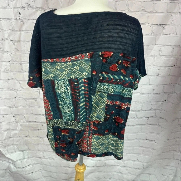 lauren ralph lauren pull over patchwork print blouse size 2X designer - Picture 5 of 6